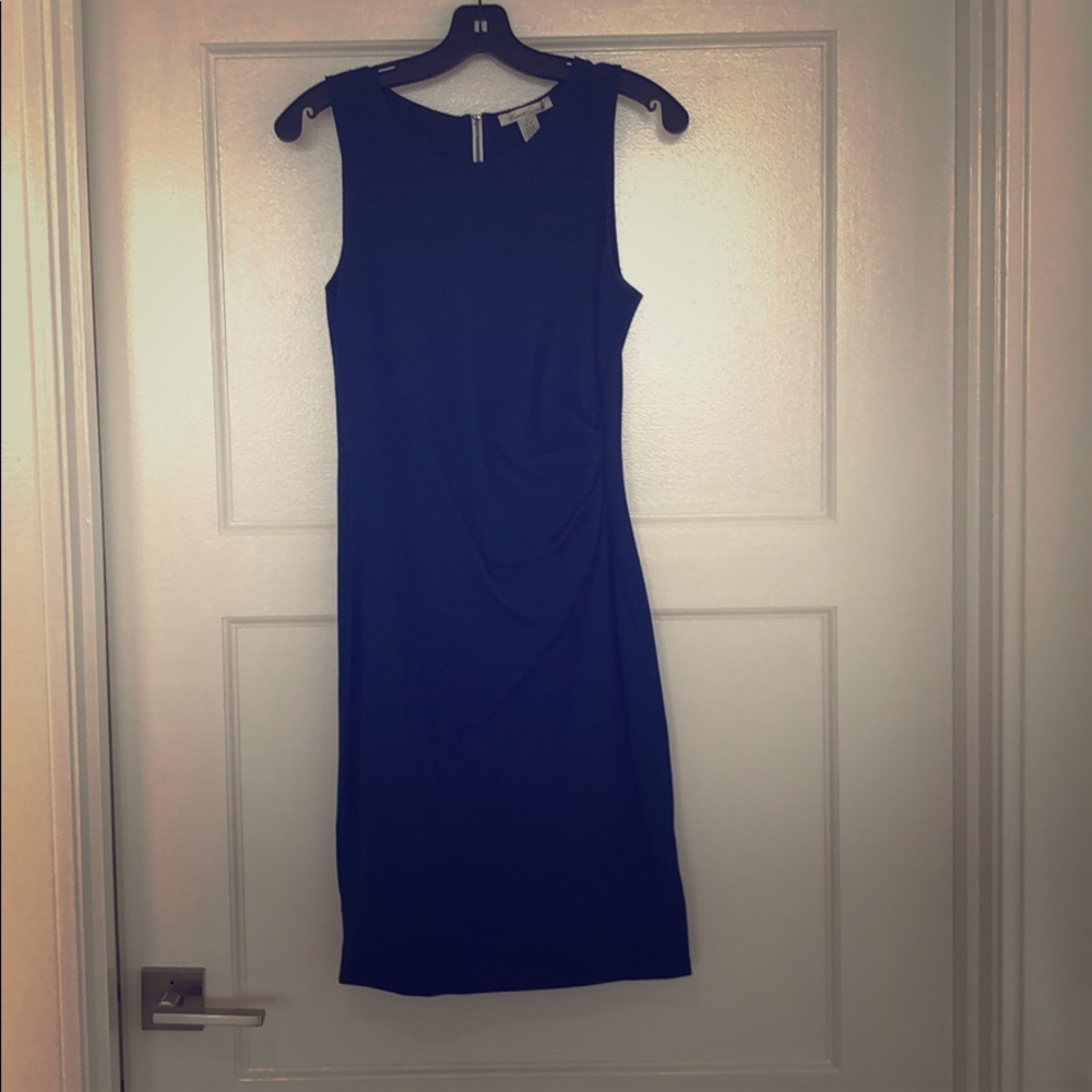 Kenneth Cole gathered sleeveless zip back sheath